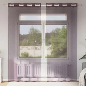 Rideaux en voile avec oeillets 2 pcs violet 140x225 cm Vidaxl pas cher
