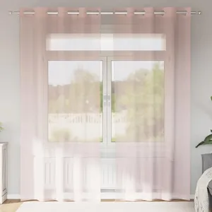 Rideaux en voile avec oeillets 2 pcs rose clair 140x225 cm Vidaxl pas cher