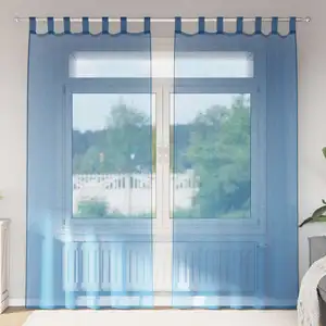Rideaux en voile avec boucles 2 pcs bleu royal 140x245 cm Vidaxl pas cher