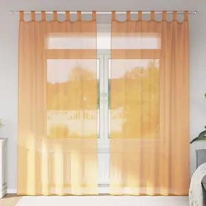 vidaXL Rideaux en voile avec boucles 2 pcs orange 140x245 cm pas cher