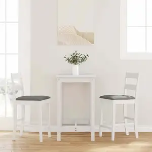 Tabourets de bar avec coussins 2 pcs blanc bois massif d'hévéa - Vidaxl pas cher