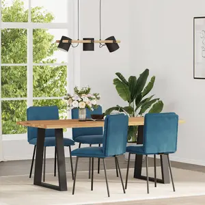 vidaXL Chaises à manger lot de 4 Bleu Velours pas cher
