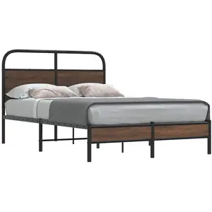 vidaXL Vidaxl Cadre De Lit Sans Matelas 140x190 Cm Chêne Marron pas cher