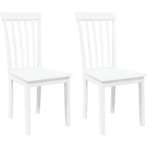 Vidaxl chaises à manger 2 pcs blanc bois massif caoutchouc pas cher