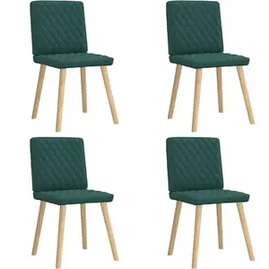 vidaXL Chaises à manger lot de 4 vert foncé tissu pas cher