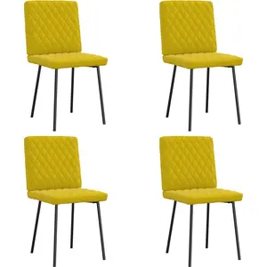 Vidaxl chaises à manger lot de 4 jaune velours pas cher