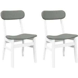 Vidaxl chaises à manger coussins 2 pcs blanc bois massif caoutchouc pas cher
