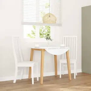 vidaXL Chaises à manger 2 pcs blanc bois massif caoutchouc pas cher