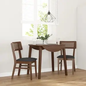 vidaXL Chaises à manger coussins 2 pcs marron bois massif caoutchouc pas cher