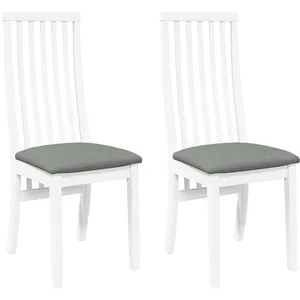 Vidaxl chaises à manger coussins 2 pcs blanc bois massif caoutchouc pas cher