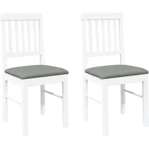 Vidaxl chaises à manger coussins 2 pcs blanc bois massif caoutchouc pas cher