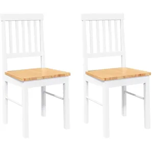 Vidaxl chaises à manger coussins 2 pcs blanc bois massif caoutchouc pas cher