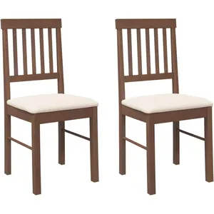 Vidaxl chaises à manger coussins 2 pcs marron bois massif caoutchouc pas cher