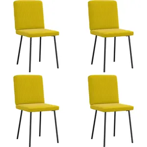 vidaXL Chaises à manger lot de 4 jaune velours pas cher