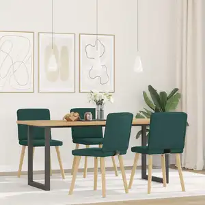 Vidaxl chaises à manger lot de 4 vert foncé tissu pas cher