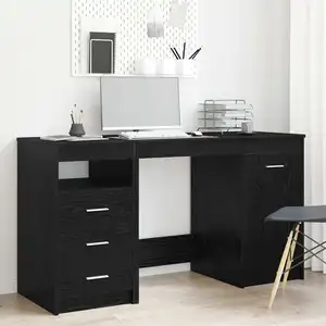 Comparateur de prix : vidaXL Bureau avec porte Chêne noir 140 x 50 x 76 cm Bois d'ingénierie