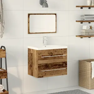 vidaXL Vidaxl Armoire De Lavabo Avec Évier Intégré Bois Ancien pas cher