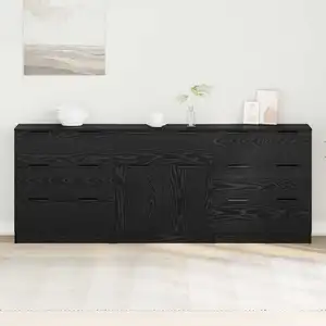 vidaXL Buffet 3 pcs Chêne noir 181 x 30 x 70 cm Bois d'ingénierie pas cher