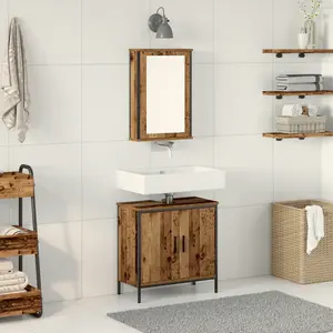 Vidaxl ensemble de mobilier de salle de bain avec étagère 2 pcs marron pas cher