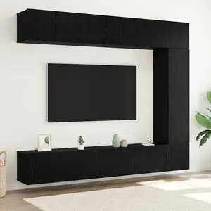 Comparateur de prix : vidaXL Ensemble de 5 Meubles TV Mural en Chêne Noir en Bois d Ingénierie