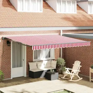 vidaXL Auvent Rétractable Rayure rouge et blanche 400x300 cm pas cher