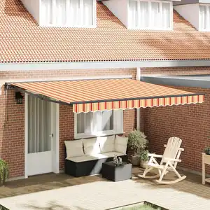 vidaXL Auvent Rétractable Jaune et Orange 400x300 cm Polyester pas cher