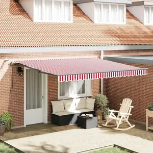 Comparateur de prix : Vidaxl - Auvent Rétractable With Rouge Et Blanc 400 × 300 Cm Tissu