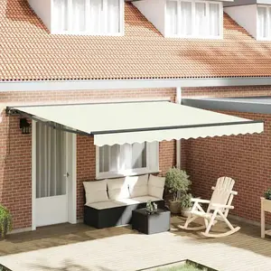 vidaXL Auvent Rétractable Crème 400x300 cm Polyester et Aluminium pas cher