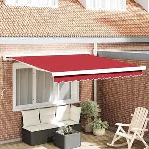 vidaXL Marquise rétractable rouge 350 x 250 cm Tissu et métal pas cher