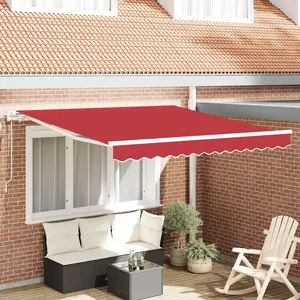 vidaXL Auvent Rétractable Rouge 300 x 250 cm tissu pas cher