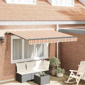 vidaXL Auvent Rétractable Jaune et orange et blanc pas cher