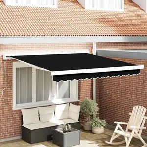 vidaXL Auvent Rétractable Noir 350 x 250 cm Tissu et Métal pas cher