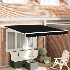 vidaXL Vidaxl Auvent Rétractable Noir 350 X 250 Cm Tissu pas cher