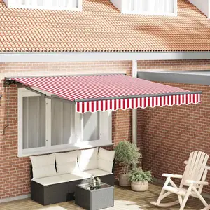 vidaXL Auvent Rétractable Rayure rouge et blanche 350x250 cm pas cher