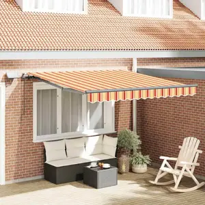 Comparateur de prix : vidaXL Store rétractable manuel avec LED jaune et orange 350x250 cm