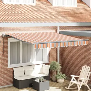 vidaXL Auvent Rétractable Automatique Rayures Multicolores 350x250 cm pas cher