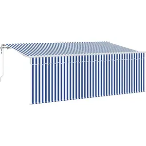 vidaXL Auvent Rétractable Bleu et blanc 400 x 200 cm Métal & Tissu pas cher