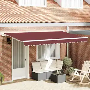 vidaXL Auvent Rétractable Rouge bordeaux et Blanc pas cher
