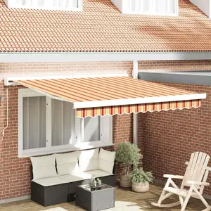 vidaXL Auvent Manuel Rétractable Jaune et Orange 300x250 cm pas cher