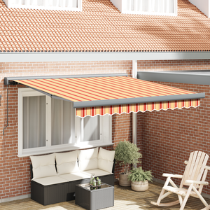 vidaXL Auvent rétractable manuel Jaune et Orange 300x250 cm pas cher