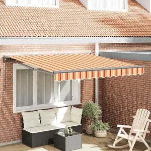 vidaXL Auvent rétractable manuel jaune et orange 300x250 cm pas cher