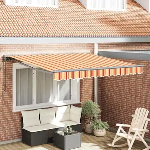 vidaXL Store Automatique Rétractable Jaune et Orange 300x250 cm pas cher