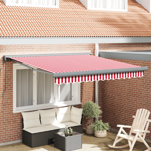 vidaXL Auvent rétractable automatique rayé rouge et blanc 300x250 cm