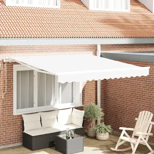 vidaXL Auvent Rétractable Blanc 300 x 250 cm tissu pas cher