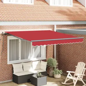 Comparateur de prix : vidaXL Auvent Rétractable Rouge 350 x 250 cm Polyester et Acier