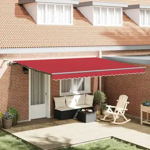 Vidaxl - Auvent Rétractable With Rouge 450 × 350 Cm Tissu pas cher