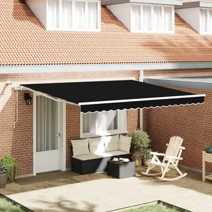 vidaXL Auvent Rétractable Noir 400 × 350 cm Polyester et métal pas cher