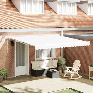 vidaXL Auvent Rétractable Blanc 400 × 350 cm Polyester et métal pas cher