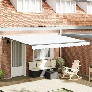Comparateur de prix : vidaXL Auvent Rétractable Blanc 400 × 350 cm Tissu et Aluminium