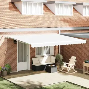 vidaXL Auvent Rétractable Blanc 450 × 300 cm Polyester et métal pas cher